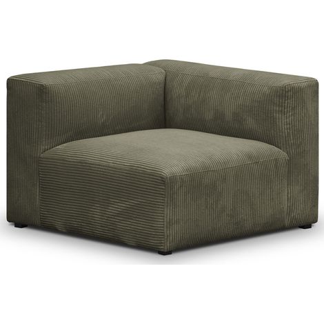 Chauffeuse d'angle à droite modulable en velours côtelé vert kaki - Modulo (1/5)