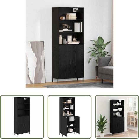 vidaXL Hochregal -  Highboard Schwarz Eichen-Optik 69,5 x 34 x 180 cm Holzwerkstoff (1/5)