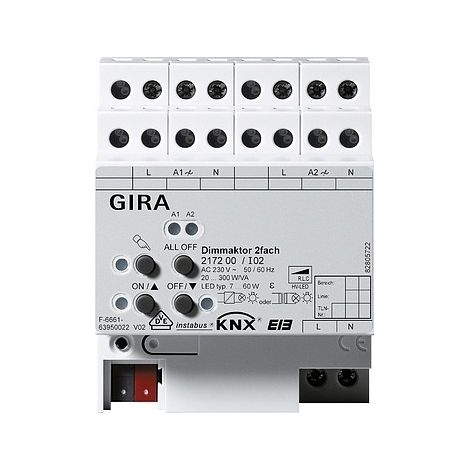 GIRA 217200 UNIVERSAL-DIMMAKTOR 2FACH 2X300 W KNX/EIB REG