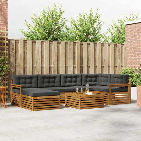 vidaXL Outdoor-Sofagarnitur mit Kissen 7 pcs Natur und Anthrazit (1/5)