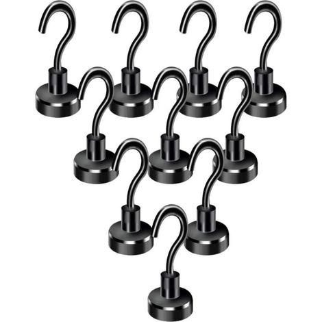 Magnetische Haken, robuste schwarze Magnethaken – 10er-Packung