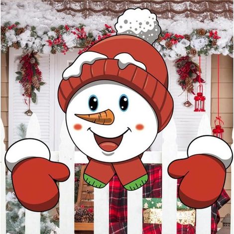 Clôture de Noël Outdoor Décorations de Noël Gants de tête Signes de Jardin décorations de Noël Mignonnes - Bonhomme de Neige (1/4)