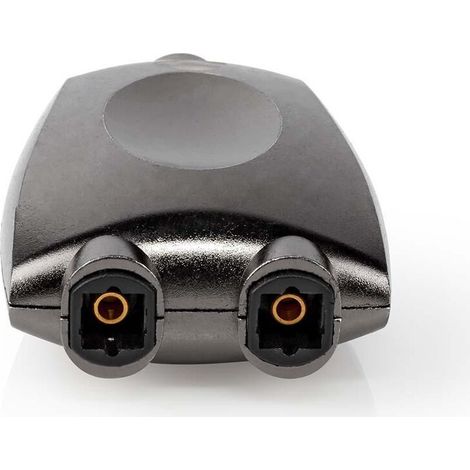 Nedis Toslink Adapter / Toslink Buchse / 2x Toslink Buchse / Verteiler / Aluminium / Gun Metal Grau / 1 Stück / Box