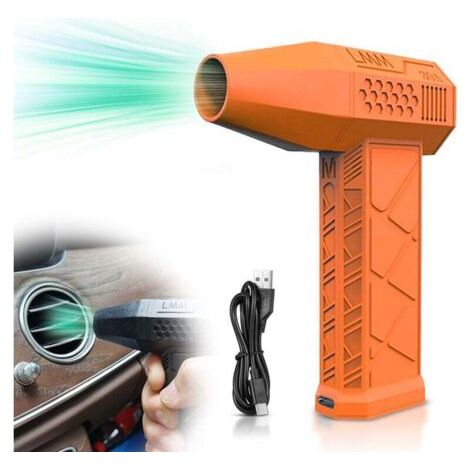 Sèche-cheveux électrique à main sans fil 130 000 tr/min, dépoussiéreur à air comprimé pour voiture, ordinateur, maison, nettoyage, réduction de la poussière industrielle, batterie intégrée (or