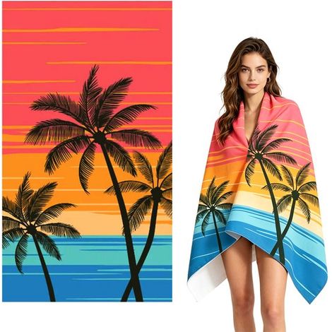 Strandtuch XL 180 x 100 cm Schnelltrocknend und super saugfähig Leichtes Mikrofaser-Schwimmtuch für Erwachsene Großes Strandtuch für Pool und (1/5)