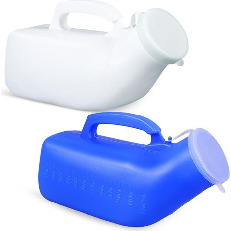 2Pcs Male Portable Urinal 1200ML Male Urinal Polypropylene with Lid for Travel, Emergencies and Camping (1/5)