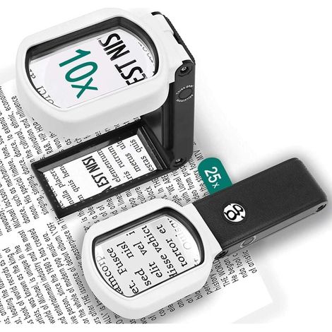 Loupe sur pied 25X 10X avec support pliant Loupe LED éclairée pour lecture, réparation, couture - 85 x 55 mm (1/5)