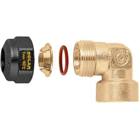 Raccord femelle courbé à joint torique mécanique pour installations solaires. Diamètre du tube Ø22 254852 Ø 22