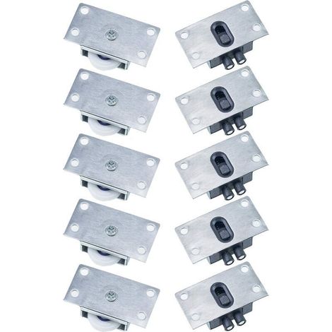 5 paires Galet de Roulement de Porte Coulissante Roues à Rouleaux pour Meubles de Fenêtre Anti-rouille Muet Pas Facile à Porter pour Armoire Armoire Placard Fenêtre (Argent) (1/5)