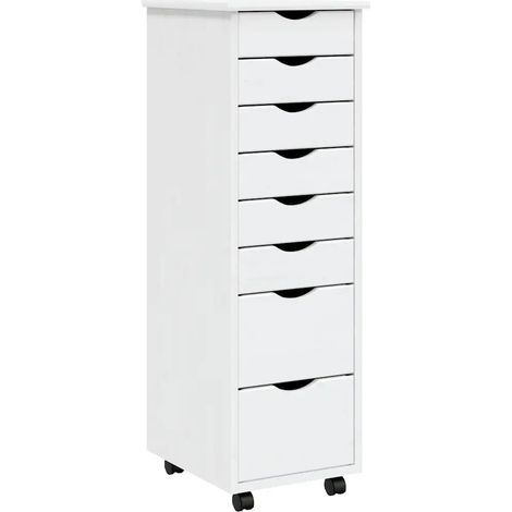 Mobiletto su ruote dal design moderno con cassetti stile ufficio 34 x 39 x 103 cm realizzato in legno di pino bianco 020047163
