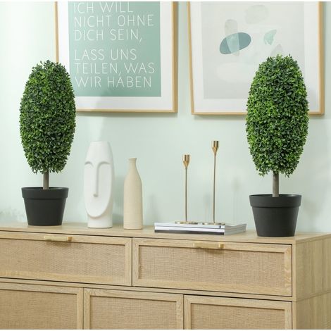 Plantas artificiales UV en maceta, lote de 2, 60 cm, verdes OKMYHOME (1/5)