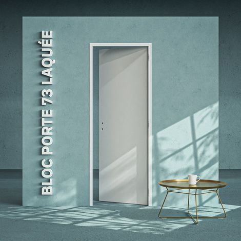Bloc-Porte Blanc Laqué Plane H. 204 x l. 73 cm - Poussant Droit