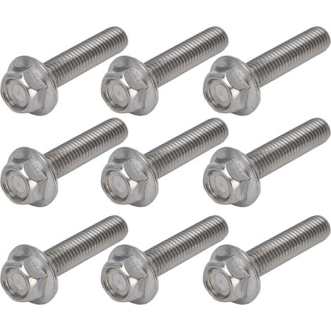 20 vis et boulons M10x1,5, boulons à tête hexagonale à bride en acier inoxydable A2-70 avec rondelles, DIN6921 M10x45