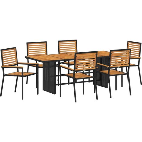 Maison Exclusive - Garten Essgruppe 7 pcs Schwarz und Braun Poly-