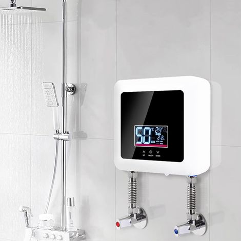 7500W Chauffe-Eau Instantané Sans Réservoir Douche Électrique Mini, 230V Chauffe-Eau Instantané Douche Jardin, Mini Chauffe-Eau Instantané Sans Réservoir pour Salle De Bains Cuisine, Panneau LED