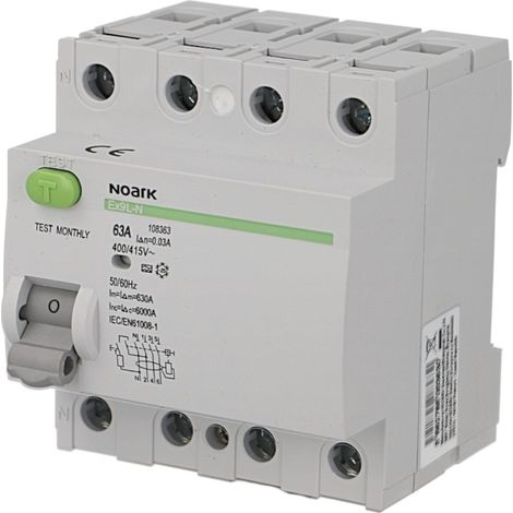 Interrupteur Différentiel 40A / 30mA / type AC / Tétrapolaire Noark Ex9L-N (1/2)