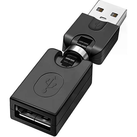 Für Supernew Schwarzer USB 20 Stecker auf USB Buchse 360 Grad Drehwinkel Verlängerungsadapter-JXLGV (1/4)