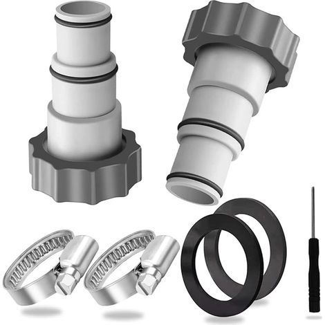 Adaptateur de Tuyau de Piscine A, Adaptateur Tuyau Piscine,raccordement Piscine avec Filetage Interne, adaptateurs de Tuyau de 32/38 mm compatibles avec la Piscine Intex (2PCS) (1/5)