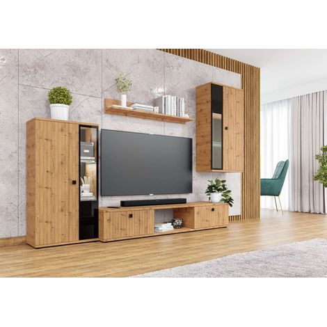 FURNIX Ensemble de Meubles de Salon/Ensemble de Meubles SARAI 4 parties sans LED 240 x 180 x 40,2 cm Artisan