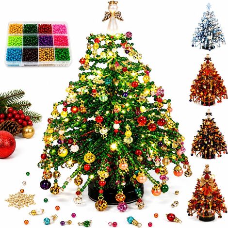 Set avec LED, Sapin de Noël en Perlen, table - Sapin de Noël Weihnachts - Bastelset, mini Weihnachtsdeko pour (1/5)