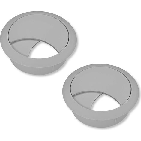 2x passe câble bureau table fil diamètre 58mm encastrable cordon prise ordinateur écran accessoire ameublement, gris (1/4)
