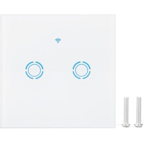 Interruttore touch Wi-Fi a 2 vie Smart Life, interruttore a parete intelligente, vetro temperato, 90-250 V, compatibile con assistente vocale. (1/5)