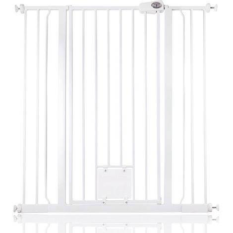 Bettacare Pet Gate with Lockable Cat Flap, 100.8cm - 108.4cm, White, 104cm in Height