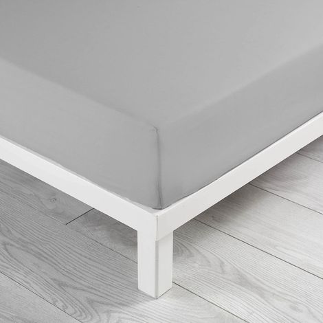 Drap housse en coton lavé uni Linette - Gris - 140 x 190 cm - Livraison gratuite