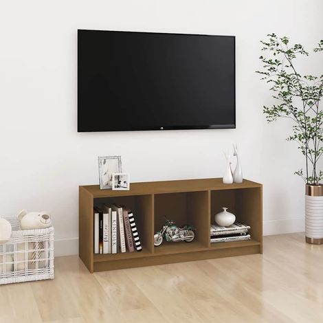 vidaXL Meuble TV Marron miel 104x33x41 cm Bois de pin massif (1/5)