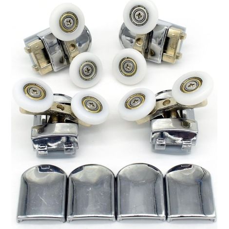 Set of 4 replacement double rollers for shower doors, 23 mm diameter (double roller 2 top + 2 bottom - 23 mm) (1/5)