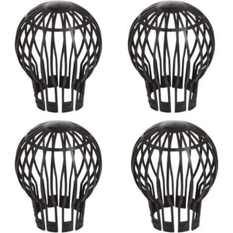 Grille anti-obstruction ronde pour sortie d'évacuation - empêche les feuilles mortes et les débris d'obstruer les canalisations - 4 pièces, noir (1/5)