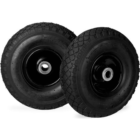 Roue de Diable Roue brouette Set de 2, Roue de Rechange, Caoutchouc 3.00-4, 100 kg, 260 x 85 mm, Noir (1/5)