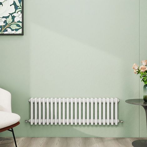 AICA 300x1010mm White Horizontal Traditional Radiator Cast Iron 3 Column Heating UK