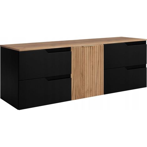 Waschtischunterschrank - 160 cm - Schwarze Eiche - Modernes Design - Praktisch und elegant (1/5)