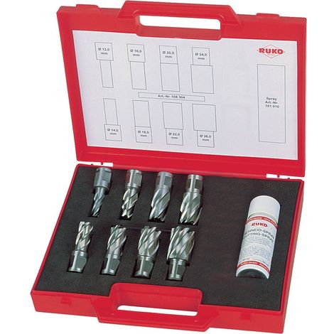 RUKO 108810E JUEGO DE 8 BROCAS HUECAS HSS-CO 5 COBALTO VÁSTAGO WELDON