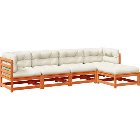 Maison Exclusive - Set de sofás jardín 5 pzas con cojines madera (1/5)