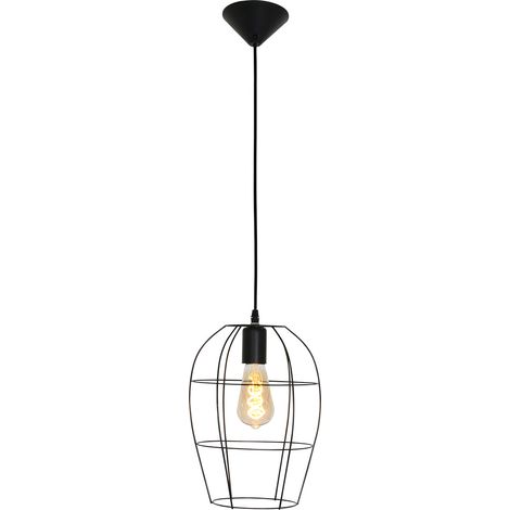 Sienna Minimalists Lámpara de techo colgante con marco de alambre negro mate (1/4)