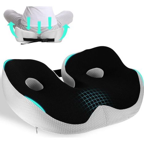 Cuscino ortopedico in memory foam per il coccige, cuscino ergonomico da ufficio, larghezza del cuscino del sedile regolabile, cuscino per alleviare il dolore all'anca e al coccige, per il (1/4)
