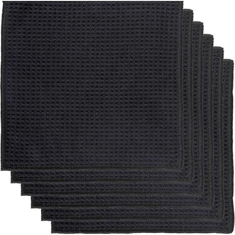Chiffon Microfibre , Lavette Cuisine Noire, Torchon Microfibre Absorbant, Lingettes Nettoyage Épaisses, Serviette pour Voiture Vitre Vaisselle 20x20cm (1/5)