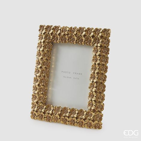 EDG Enzo De Gasperi Portafoto Fiorimix Rettangolare H 24 Cm L 19 Cm Gold (1/2)