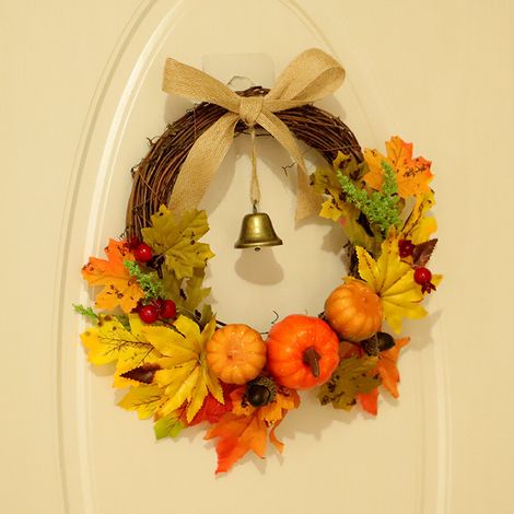 Ghirlanda autunnale artificiale da 30 cm con luce LED per la decorazione domestica o di Halloween (1/4)