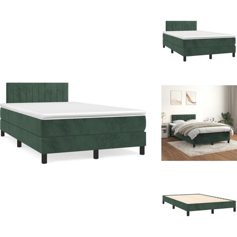 Boxspringbett mit Matratze Dunkelgrün 120x190 cm Samt - Samtbett - Boxspringbett - Doppelbett - Betten Günstig - Luxusbett (1/5)