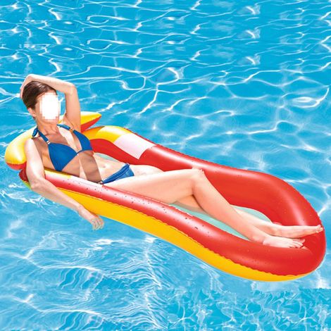 Matelas gonflable individuel pour piscine, chaise longue flottante, jouet aquatique pour hommes et femmes, rouge (1/5)