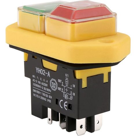 Trois interrupteurs électromagnétiques de type YH02-A, 220 V 15 A, démarrage par bouton-poussoir à 5 broches, adaptés aux équipements de machines-outils, panneau étanche.