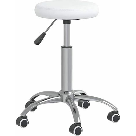 vidaXL Taburete de masaje cuero sintético blanco (1/2)