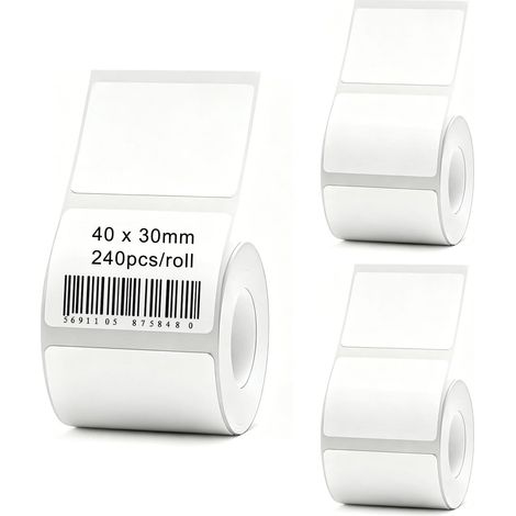 3 Rouleaux Étiquettes thermiques Autocollantes 40x30mm,1 Rouleau de 240 Étiquettes, Imperméables et Résistantes, Ruban D'étiquettes Thermique Étanche pour Supermarchés Vente au Détail Bureau (1/5)