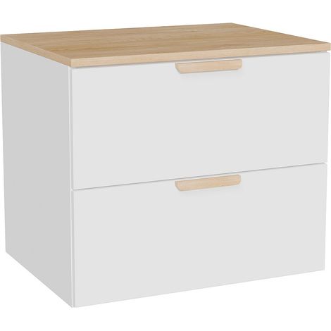 Meuble sous vasque suspendu avec planche – Blanc – L60 cm – AVORELI