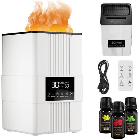 Difusor ultrasónico de 3,5 l con humidistato + temporizador + efecto fuego.