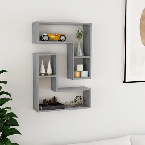 vidaXL Mensole a Muro 2pz Grigio Cemento 50x15x50cm Legno (1/6)