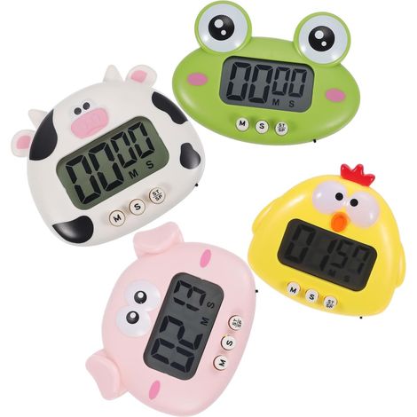 Minuteur Cuisine Adorable en Plastique avec Dos Magnétique, Léger et Compact, 4 Pièces d'animaux pour Gestion du Temps Cuisine (1/5)
